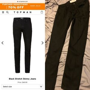 Black stretch skinny jeans from Topman!